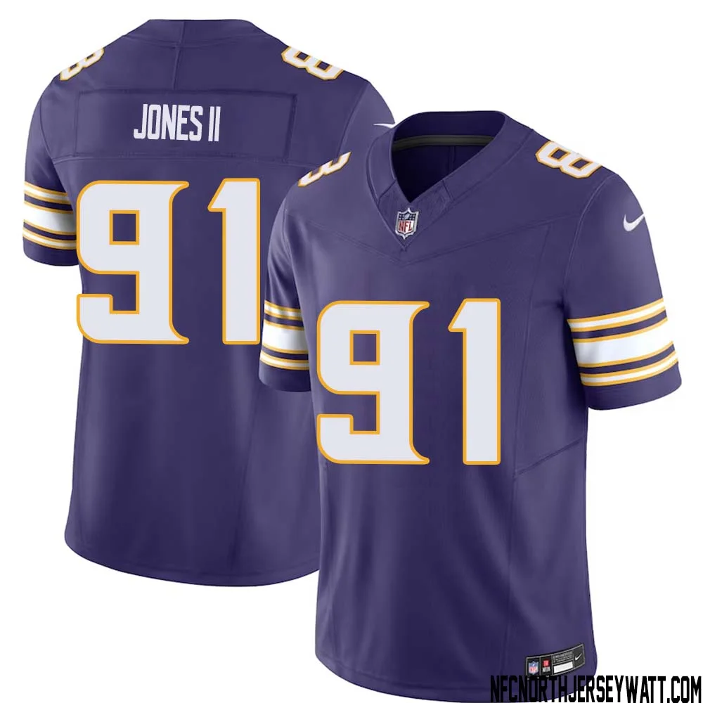 Pat Jones II No 91 Mens Purple Minnesota Vikings Vapor F.U.S.E. Limited Jersey 1