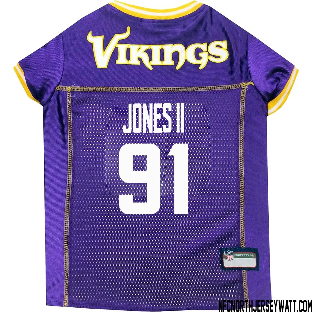 Pat Jones II No 91 Purple Minnesota Vikings Dog Jersey 1