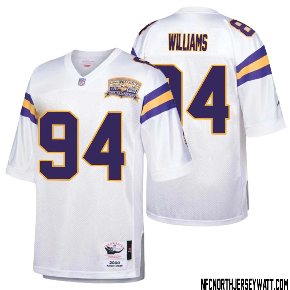 Pat Williams No 94 Men Mitchell Ness White Minnesota Vikings Authentic Throwback Retired Player Jersey 1