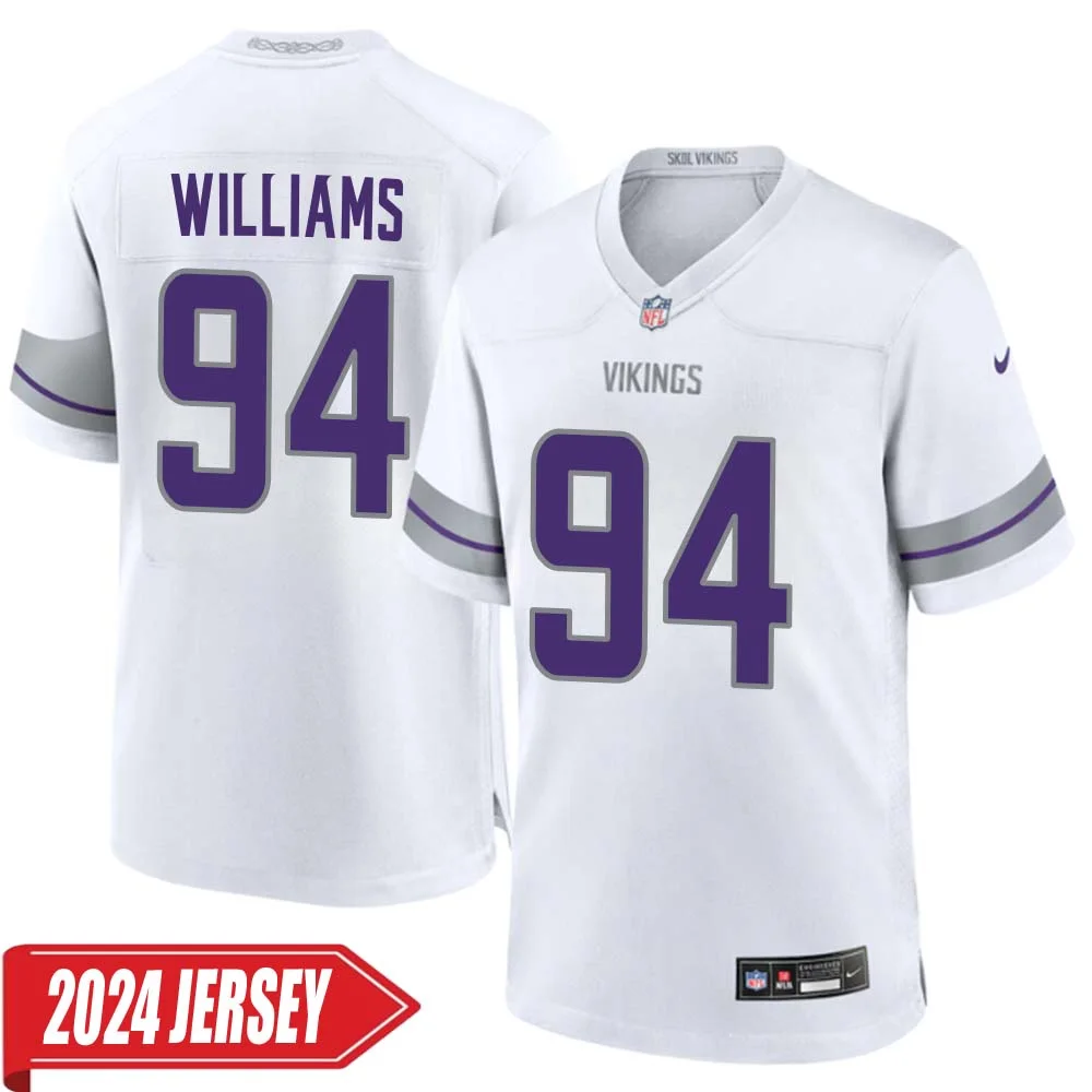 Pat Williams No 94 Men s Minnesota Vikings White Alternate Custom Game 2024 Jersey