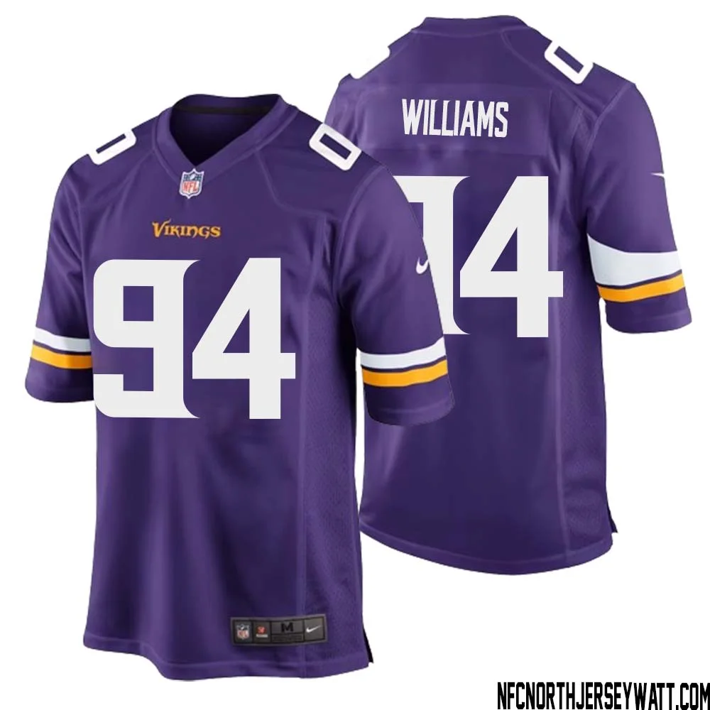 Pat Williams No 94 Minnesota Vikings Game Jersey Court Purple for Mens