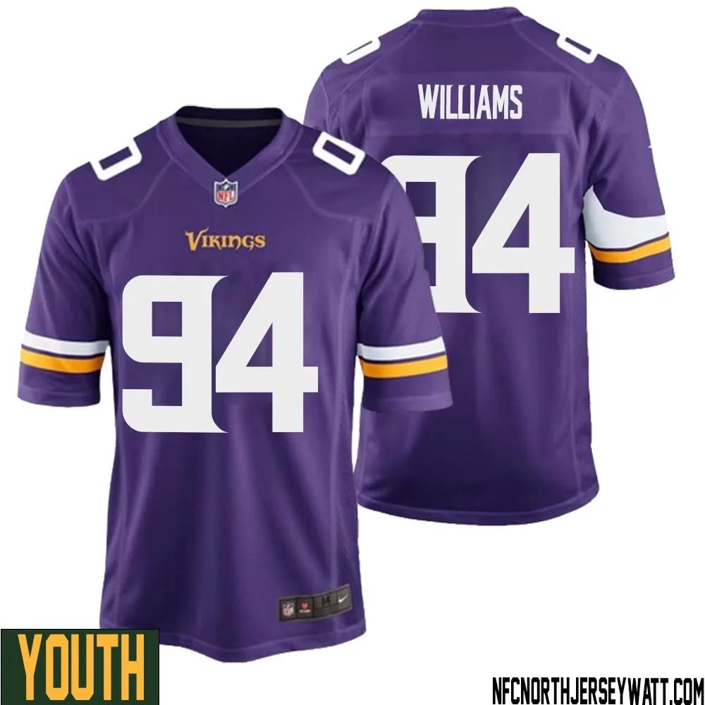 Pat Williams No 94 Minnesota Vikings Game Jersey Court Purple for Youth 1