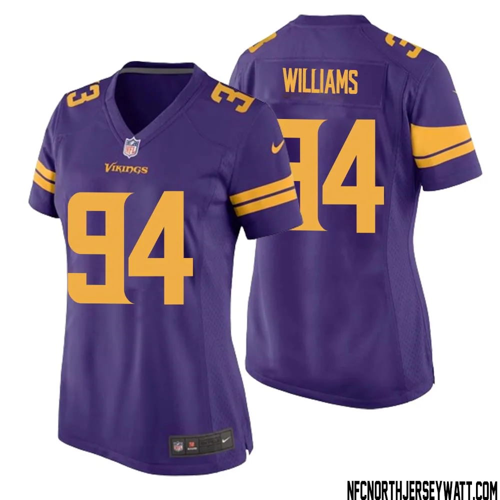Pat Williams No 94 Women Purple Minnesota Vikings Alternate Game Jersey 1
