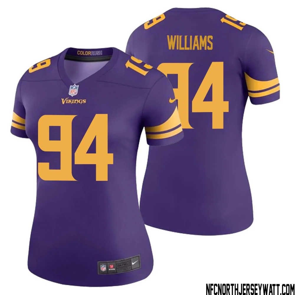 Pat Williams No 94 Women Purple Minnesota Vikings Color Rush Vapor Untouchable Limited Jersey