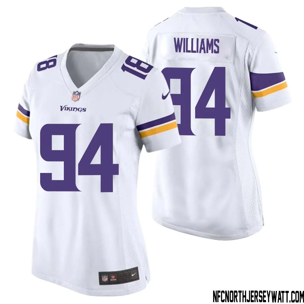 Pat Williams No 94 Women White Minnesota Vikings Game Player Away Jersey 1
