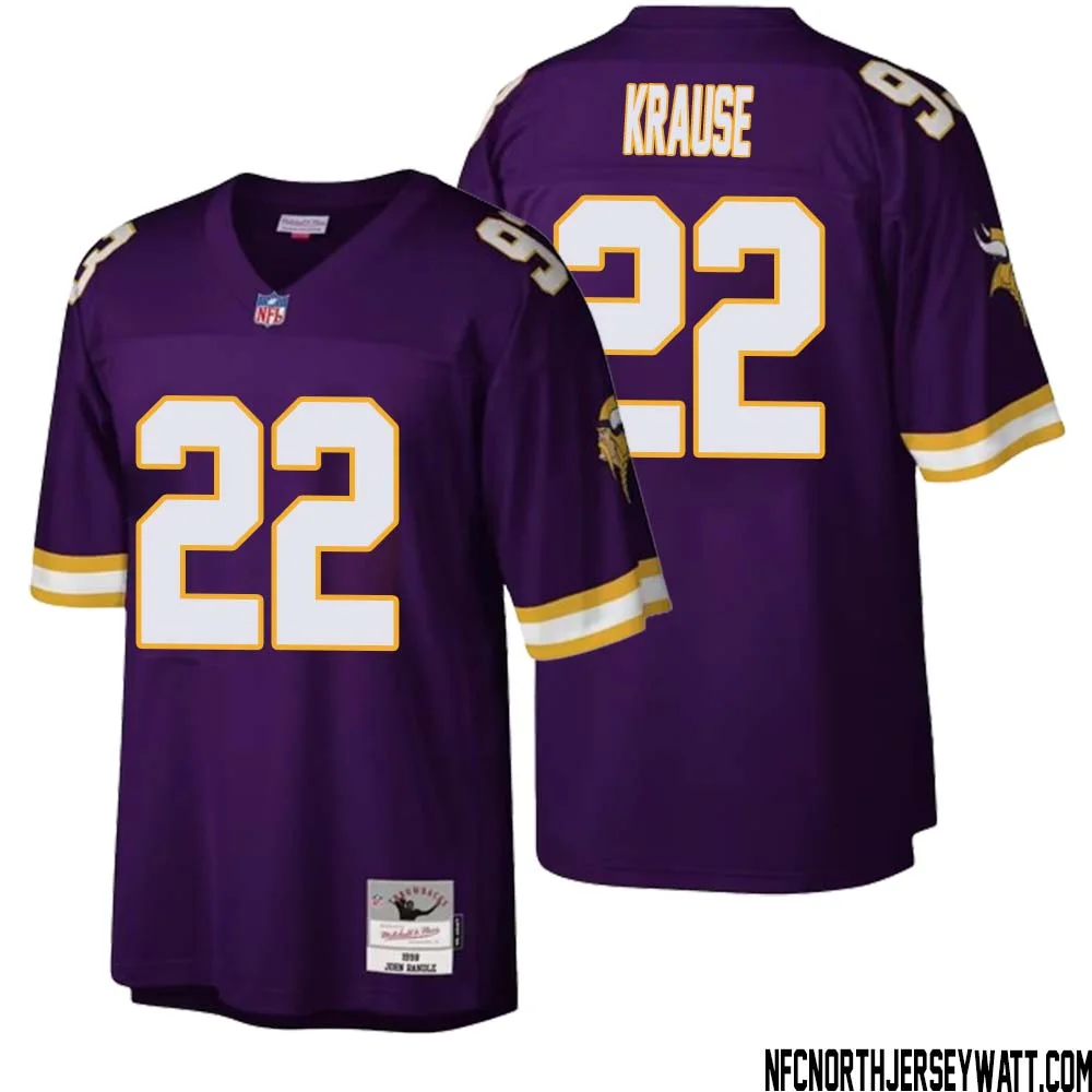 Paul Krause No 22 Men Mitchell Ness Purple Minnesota Vikings Legacy Replica Jersey 1