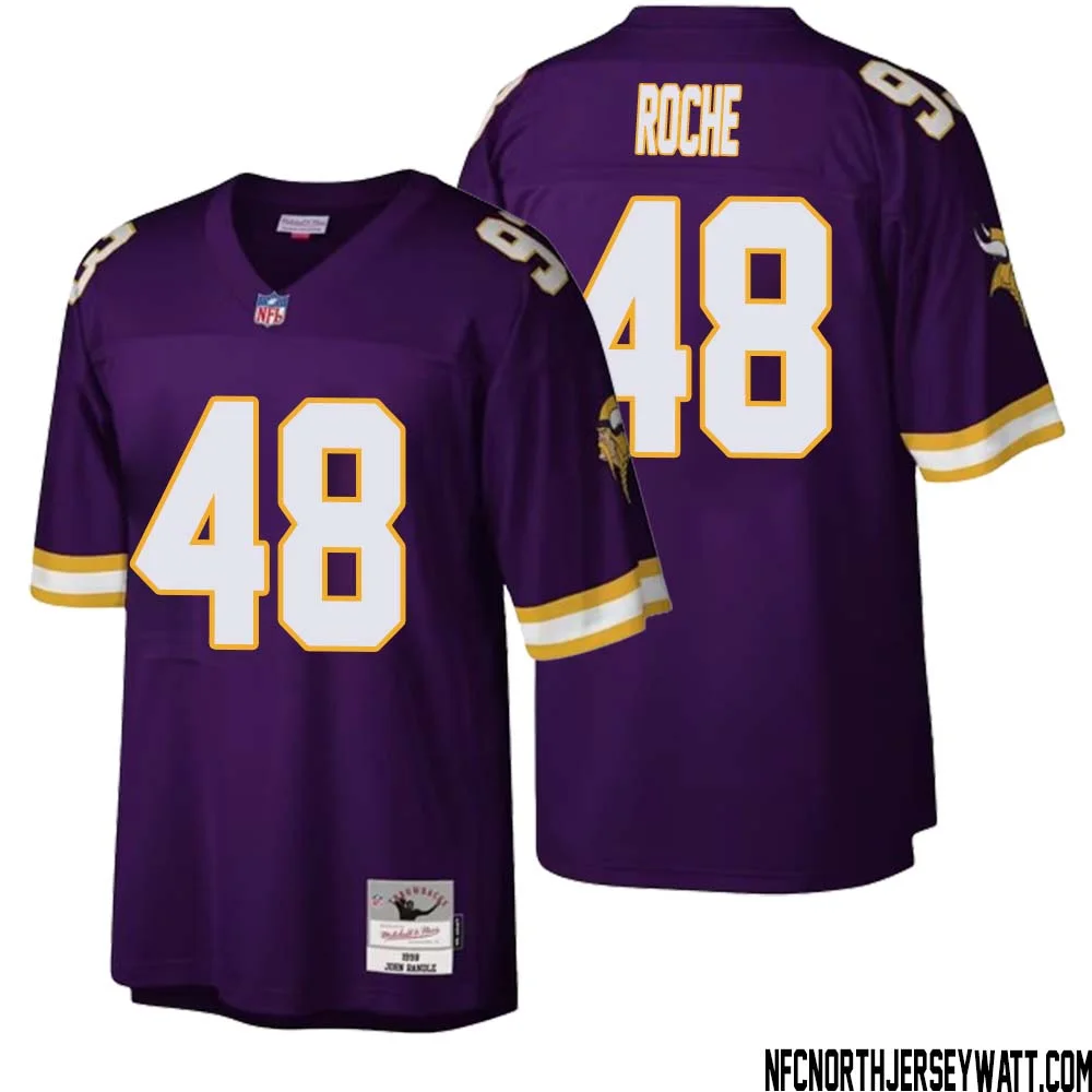 Quincy Roche No 48 Men Mitchell Ness Purple Minnesota Vikings Legacy Replica Jersey 1