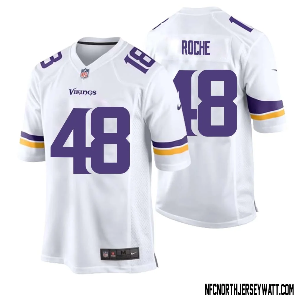 Quincy Roche No 48 Men White Minnesota Vikings Game Player Away Jersey