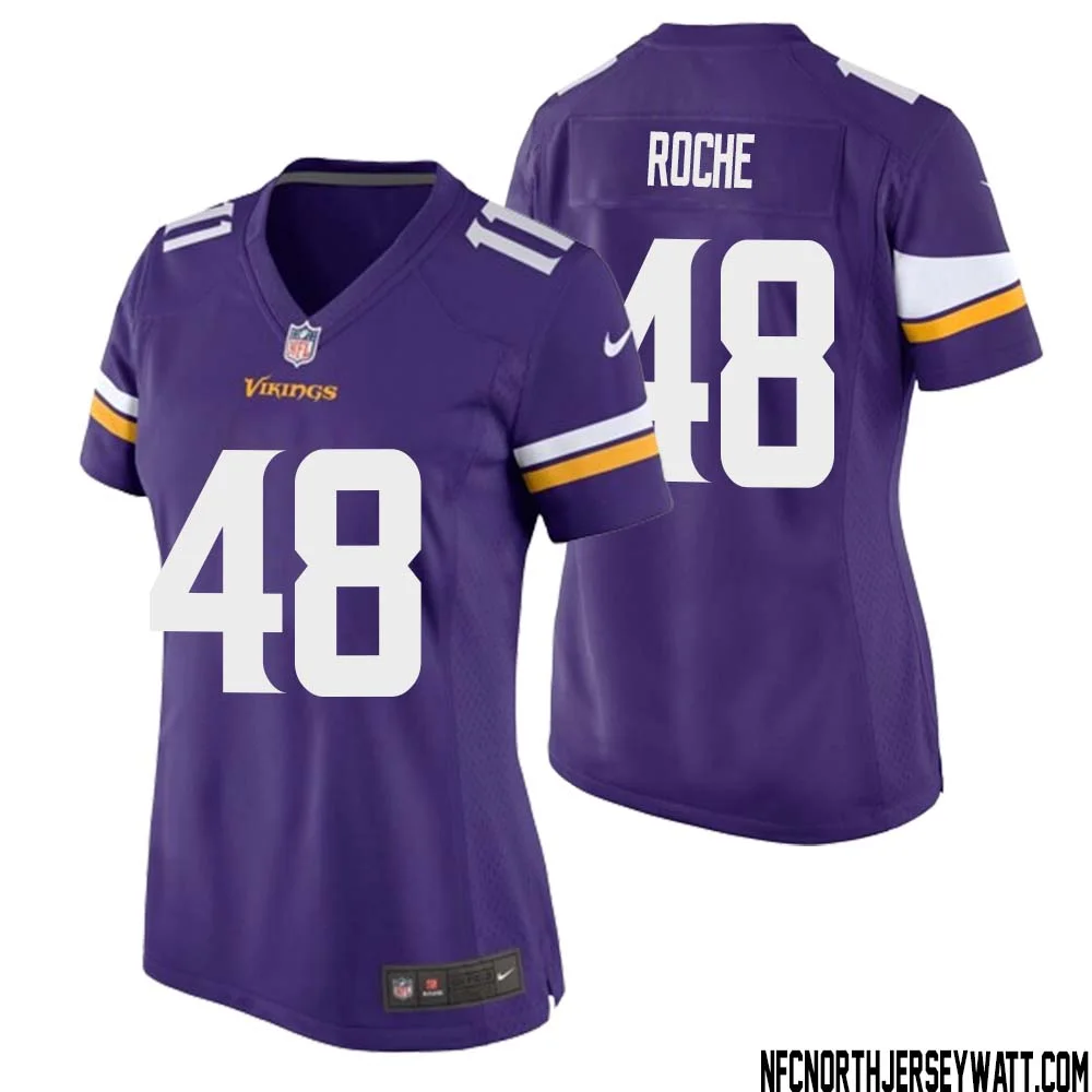 Quincy Roche No 48 Minnesota Vikings Game Jersey Court Purple for Womens 1
