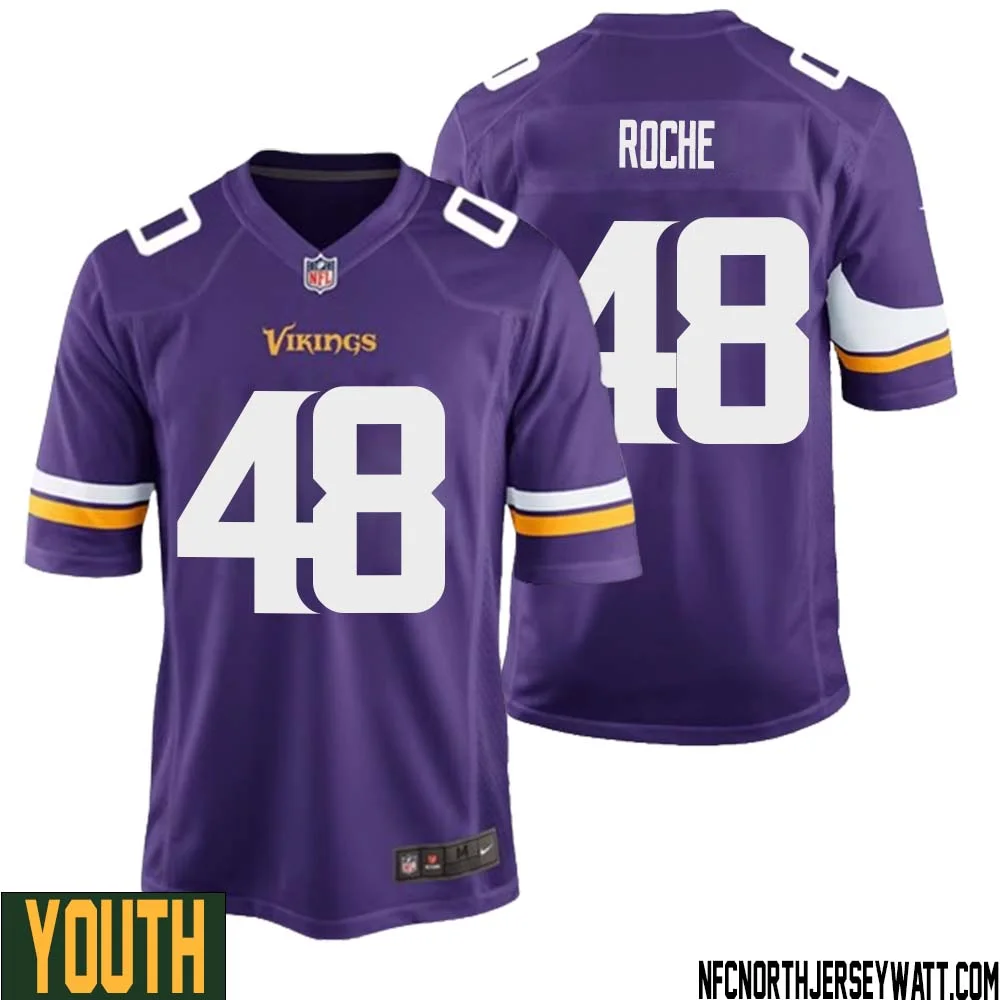 Quincy Roche No 48 Minnesota Vikings Game Jersey Court Purple for Youth