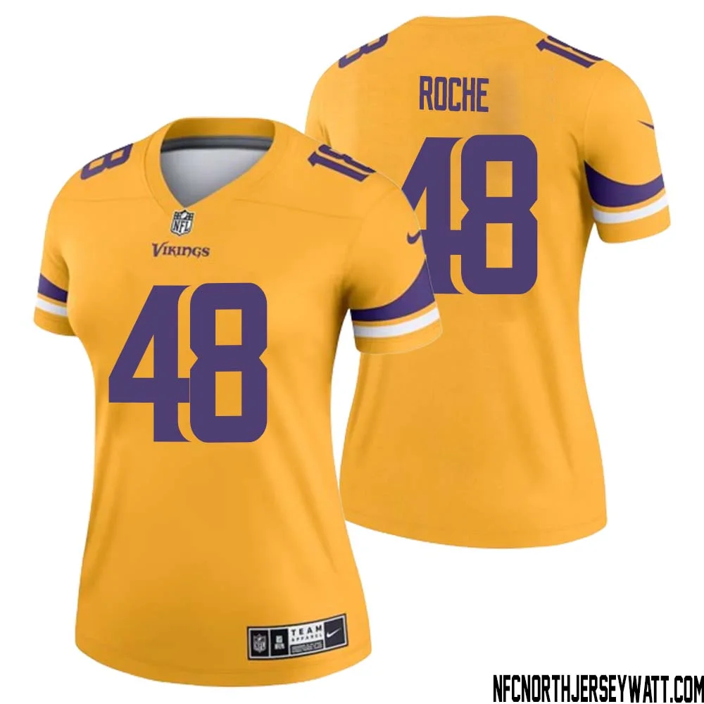 Quincy Roche No 48 Women Minnesota Vikings Gold Inverted Legend Jersey