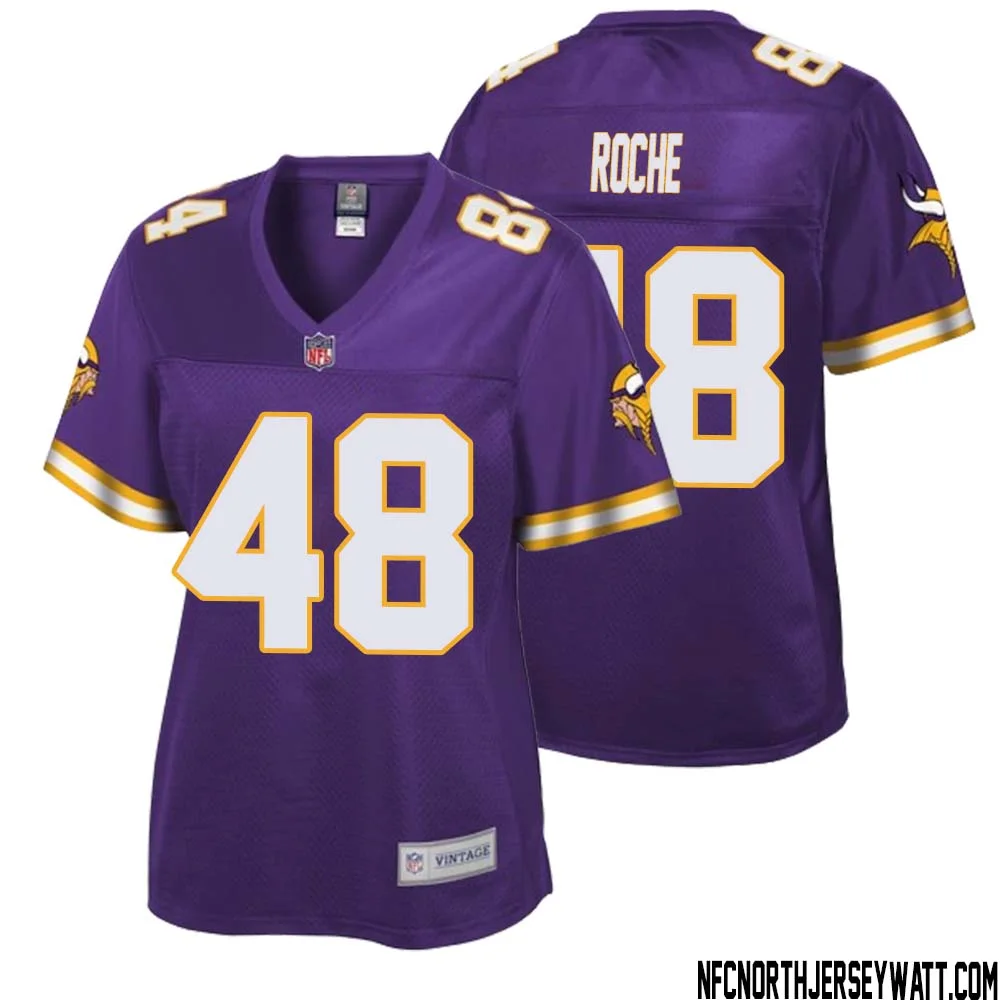 Quincy Roche No 48 Women NFL Pro Line Purple Minnesota Vikings Retired Player Replica Jersey 1