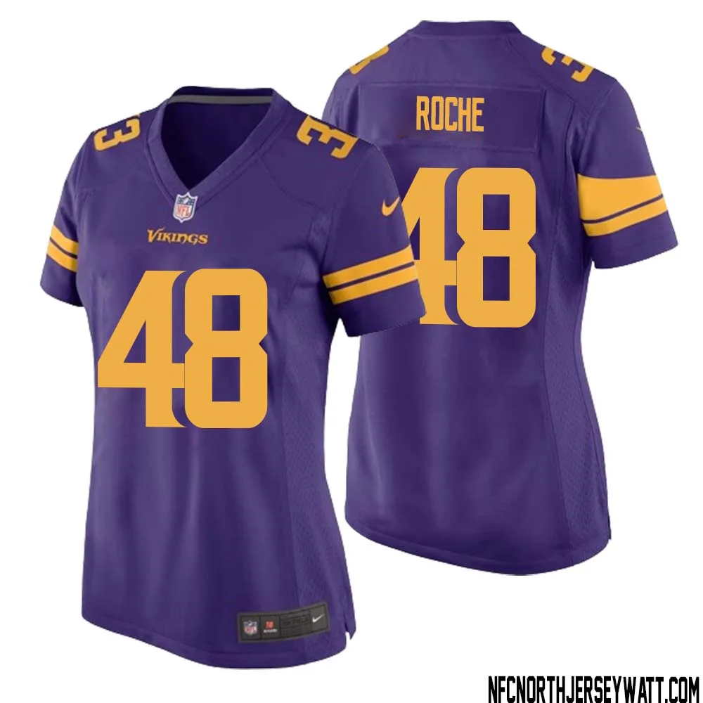 Quincy Roche No 48 Women Purple Minnesota Vikings Alternate Game Jersey 1