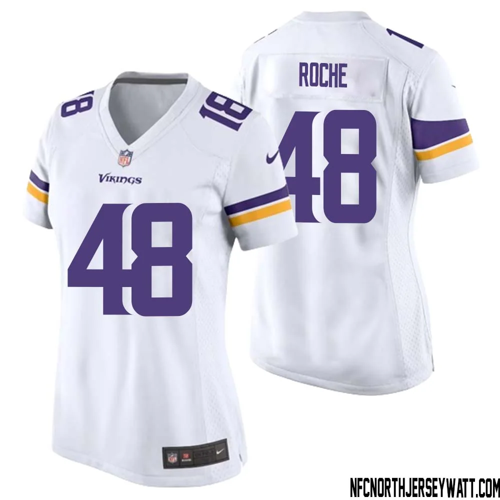 Quincy Roche No 48 Women White Minnesota Vikings Game Player Away Jersey