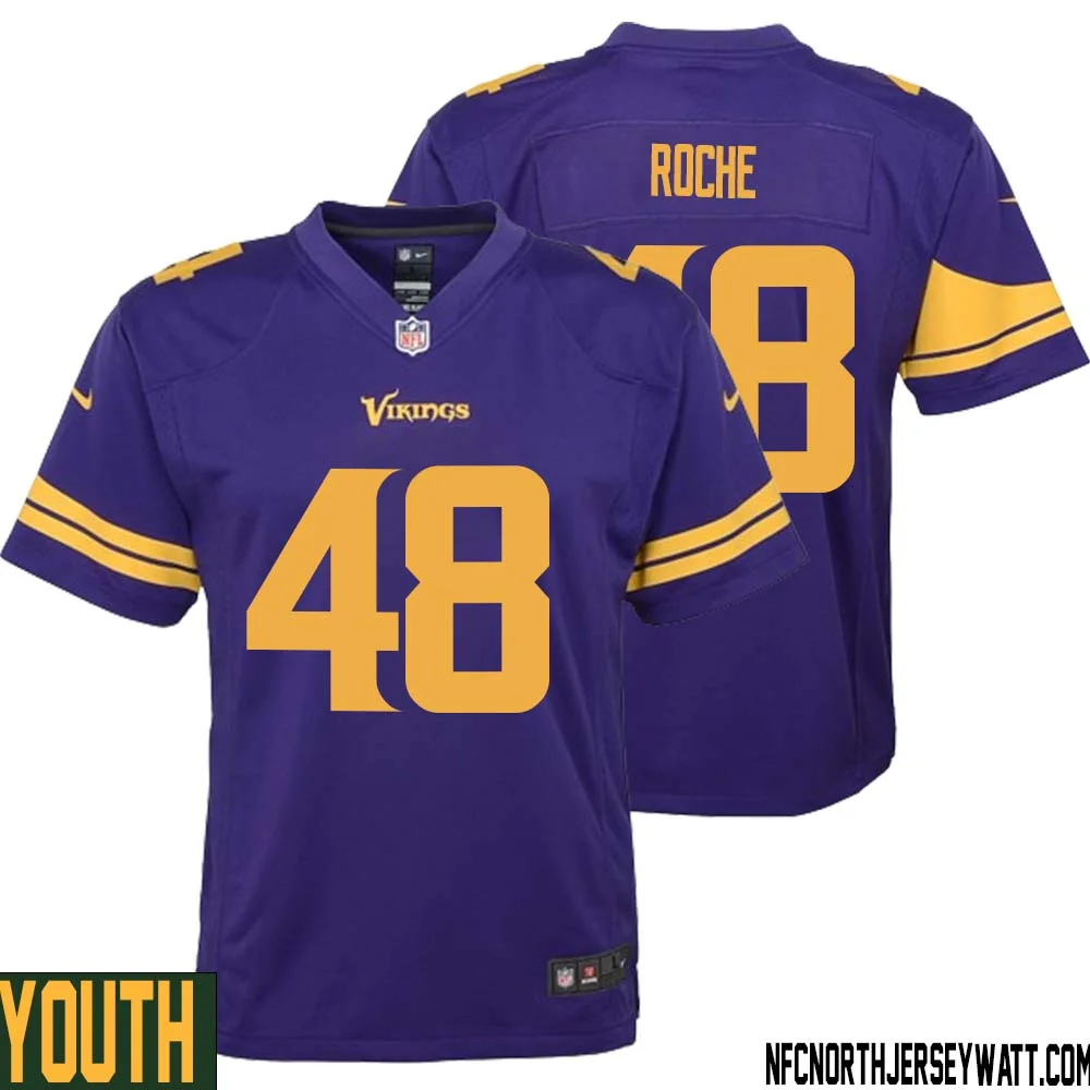 Quincy Roche No 48 Youth Purple Minnesota Vikings Alternate Game Jersey 1