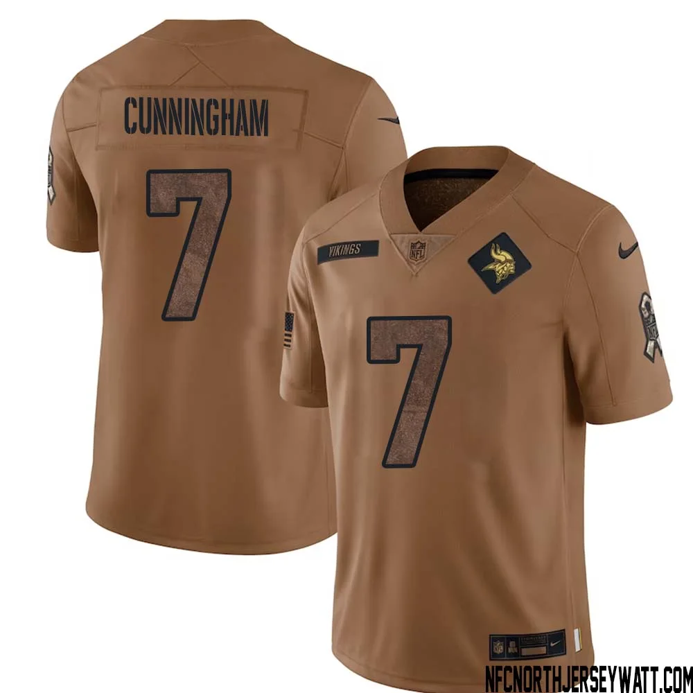 Randall Cunningham No 7 Men Brown Minnesota Vikings 2023 Salute To Service Limited Jersey 1