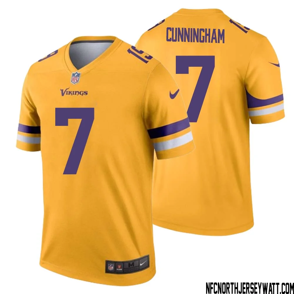 Randall Cunningham No 7 Men Minnesota Vikings Gold Inverted Legend Jersey