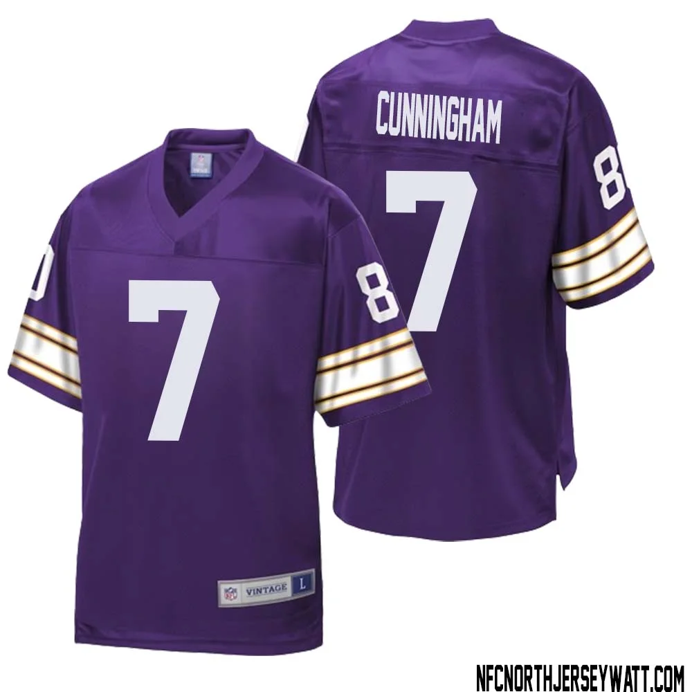 Randall Cunningham No 7 Men NFL Pro Line Purple Minnesota Vikings Retired Player Replica Jersey 1