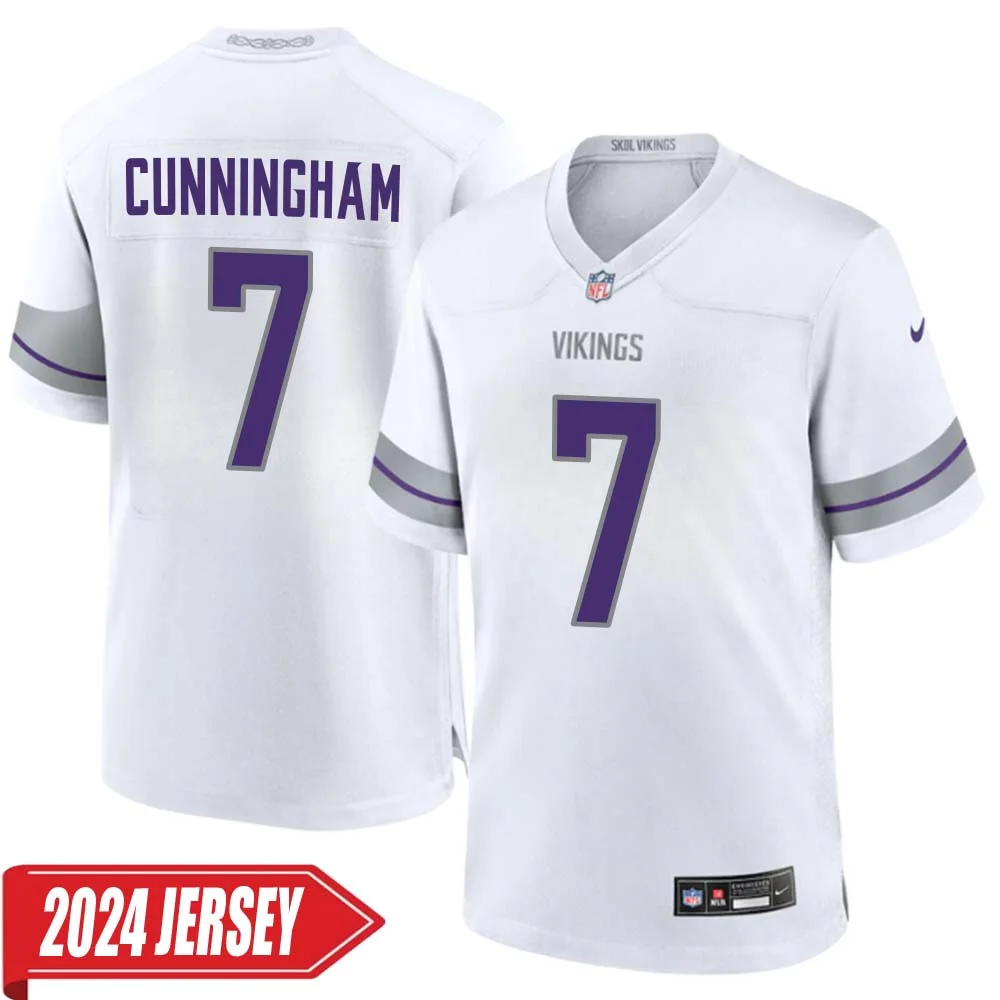 Randall Cunningham No 7 Men s Minnesota Vikings White Alternate Custom Game 2024 Jersey