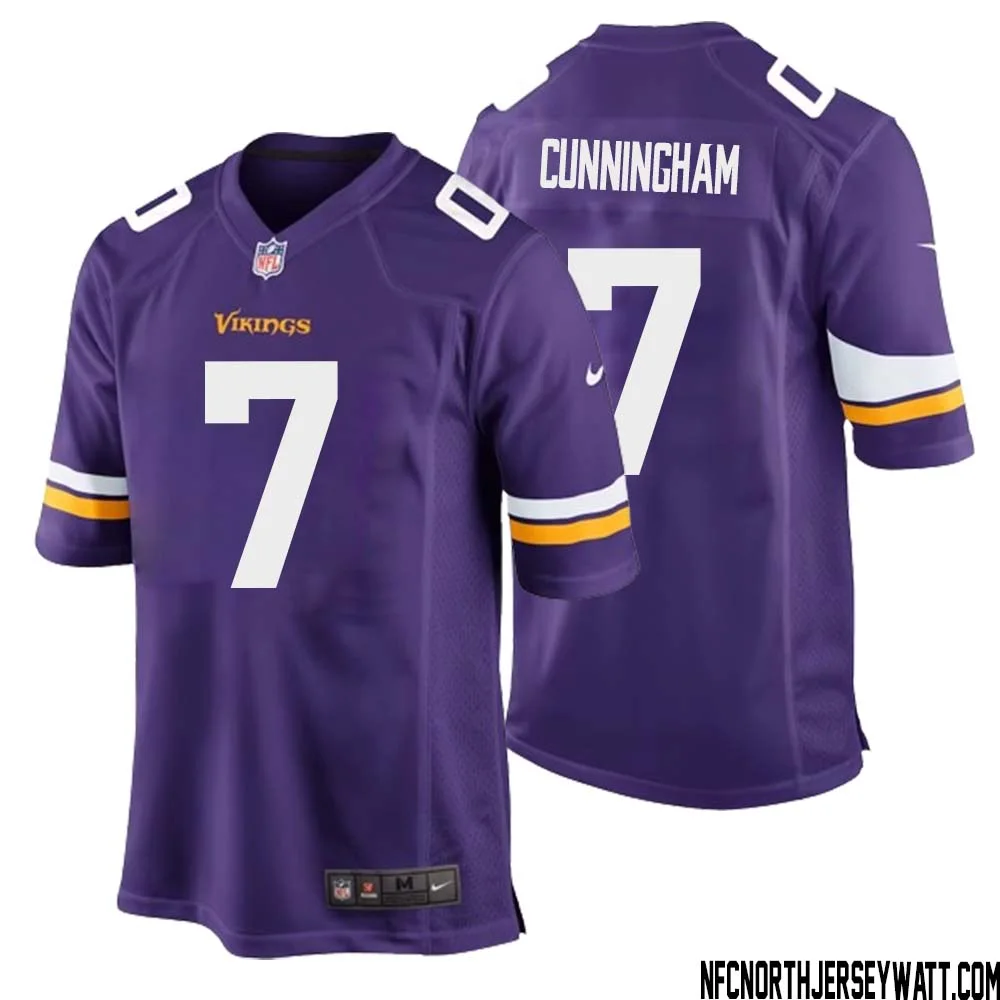 Randall Cunningham No 7 Minnesota Vikings Game Jersey Court Purple for Mens