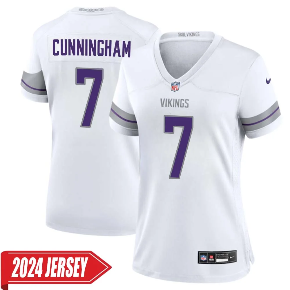 Randall Cunningham No 7 Woman s Minnesota Vikings White Alternate Custom Game 2024 Jersey