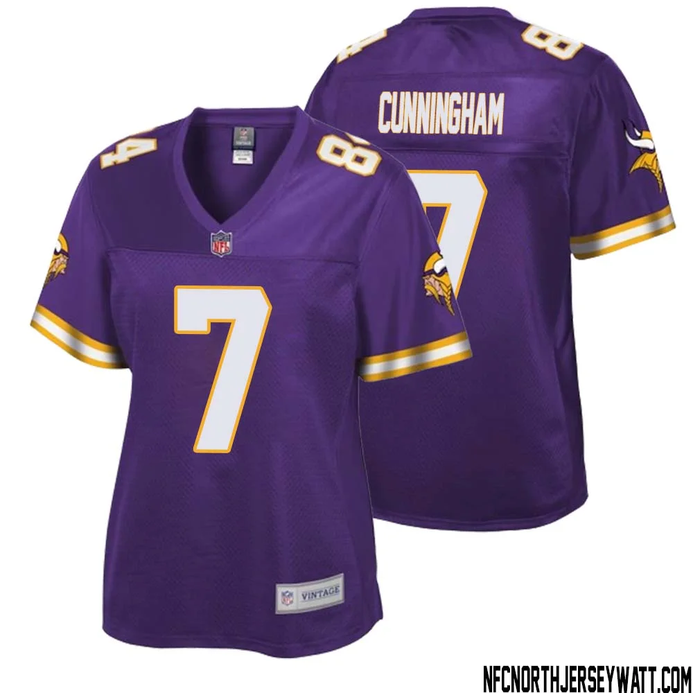 Randall Cunningham No 7 Women NFL Pro Line Purple Minnesota Vikings Retired Player Replica Jersey