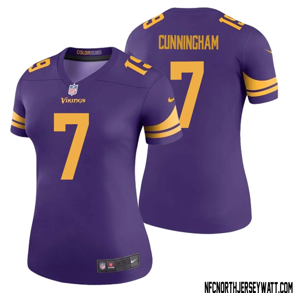 Randall Cunningham No 7 Women Purple Minnesota Vikings Color Rush Vapor Untouchable Limited Jersey 1