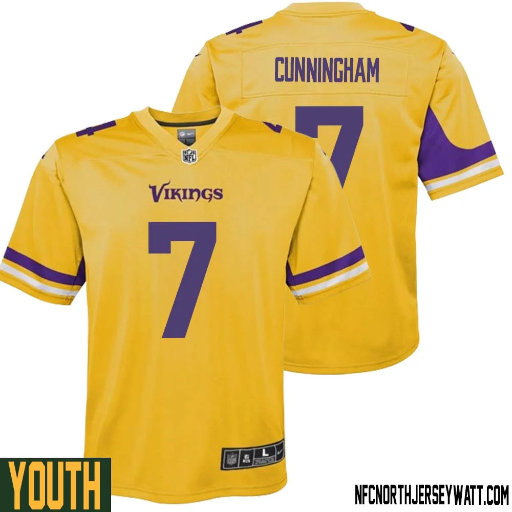 Randall Cunningham No 7 Youth Minnesota Vikings Gold Inverted Legend Jersey 1