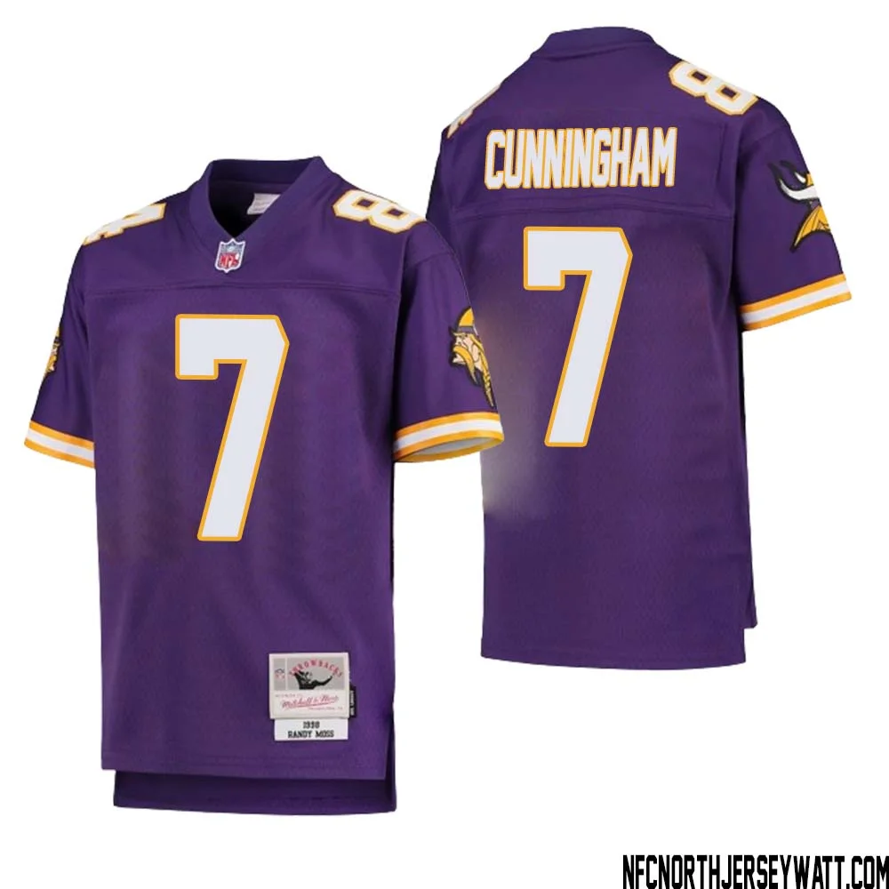 Randall Cunningham No 7 Youth Mitchell Ness Purple Minnesota Vikings 1998 Legacy Retired Player Jersey 1