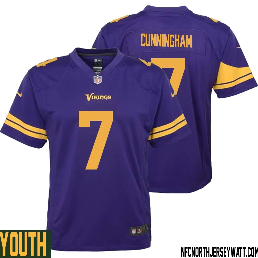 Randall Cunningham No 7 Youth Purple Minnesota Vikings Alternate Game Jersey 1