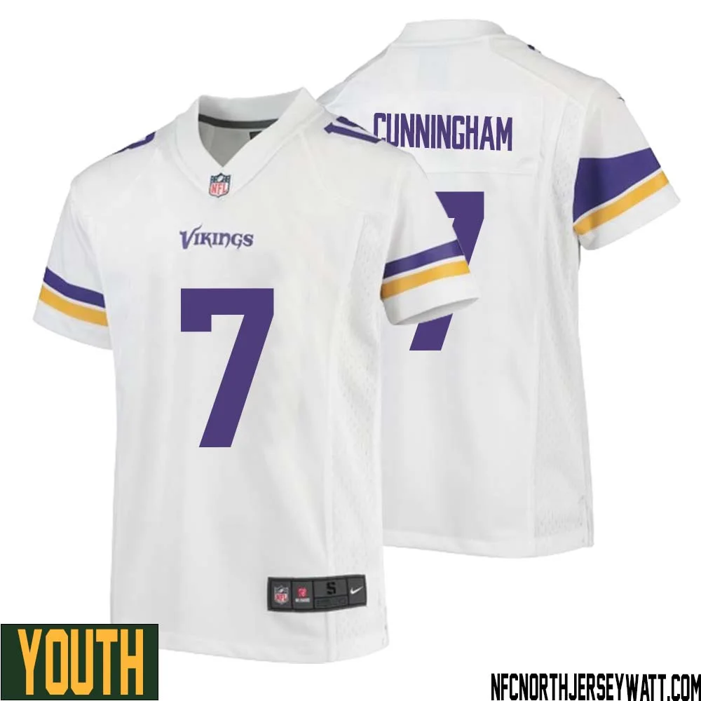 Randall Cunningham No 7 Youth White Minnesota Vikings Game Player Away Jersey 2