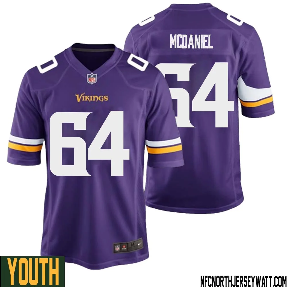 Randall McDaniel No 64 Minnesota Vikings Game Jersey Court Purple for Youth