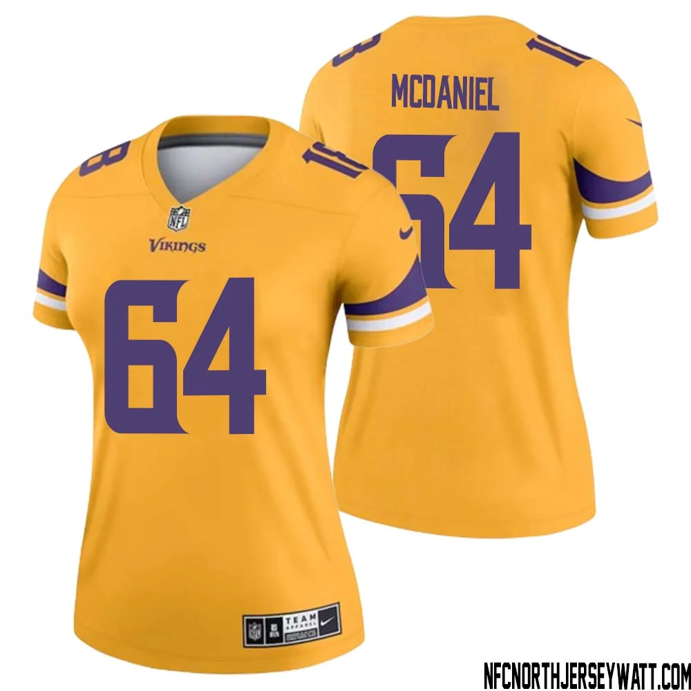 Randall McDaniel No 64 Women Minnesota Vikings Gold Inverted Legend Jersey