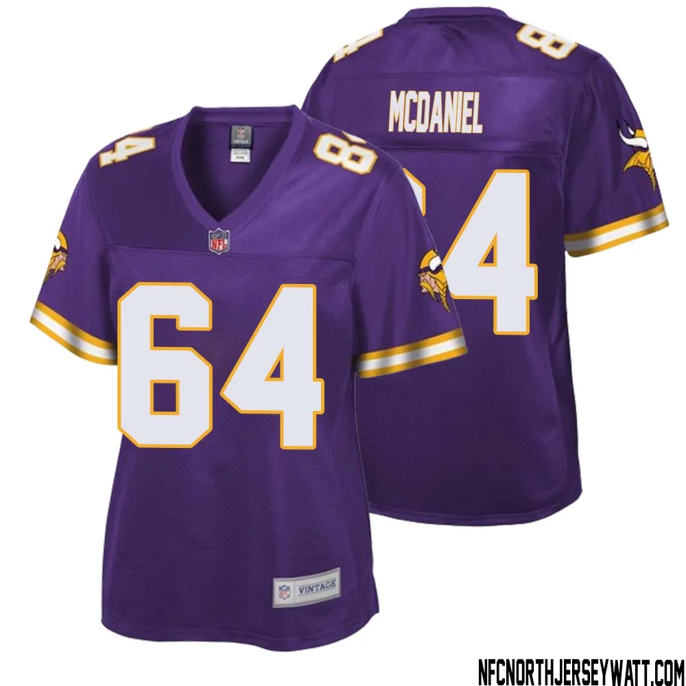 Randall McDaniel No 64 Women NFL Pro Line Purple Minnesota Vikings Retired Player Replica Jersey