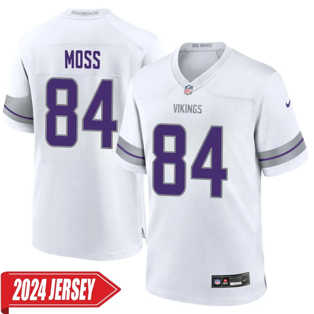 Randy Moss No 84 Men s Minnesota Vikings White Alternate Custom Game 2024 Jersey