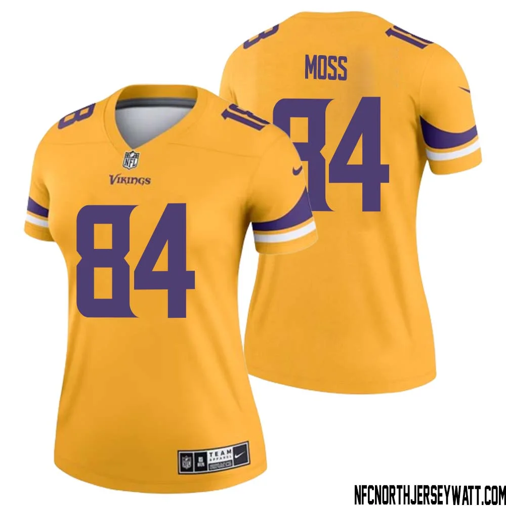 Randy Moss No 84 Women Minnesota Vikings Gold Inverted Legend Jersey 1