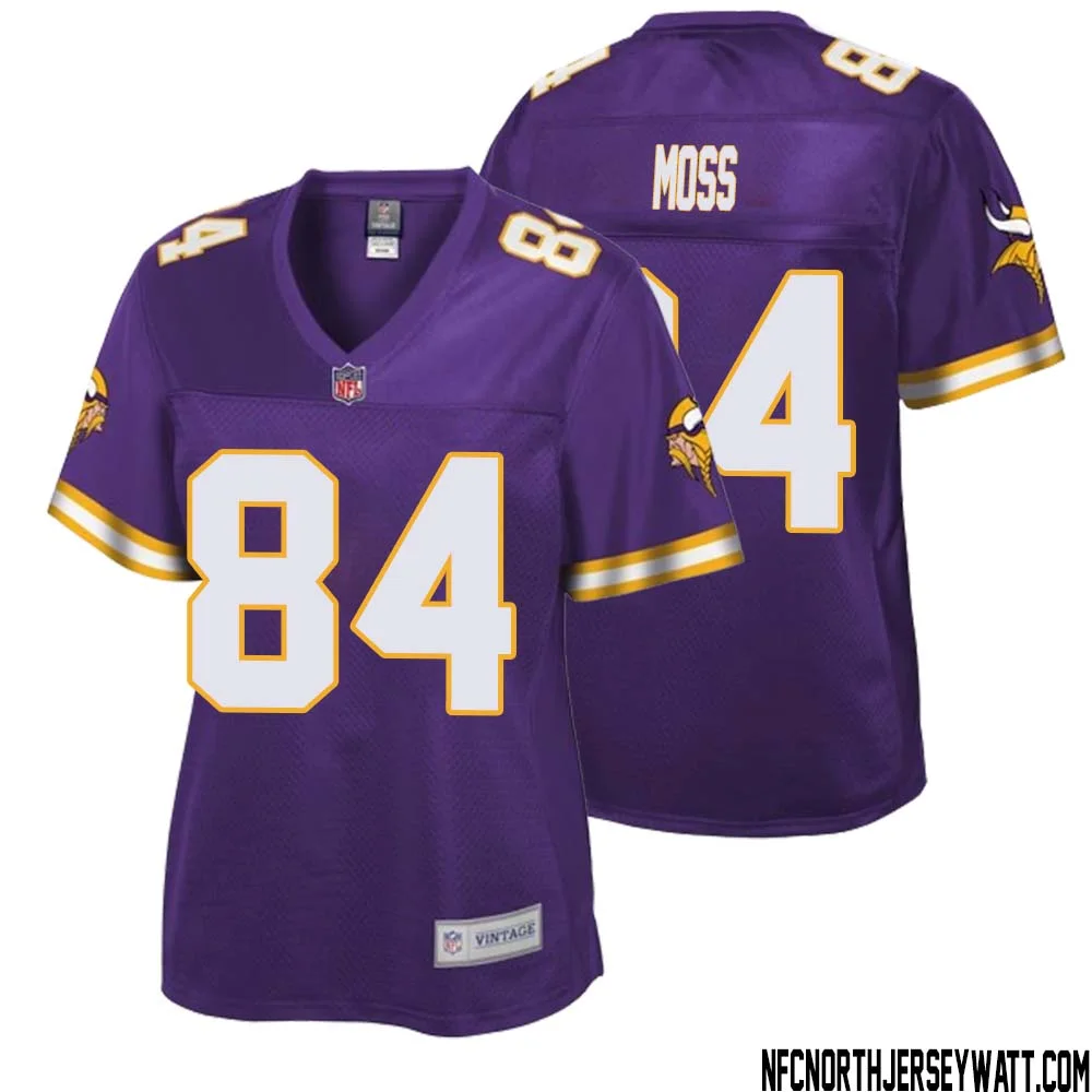 Randy Moss No 84 Women NFL Pro Line Purple Minnesota Vikings Retired Player Replica Jersey