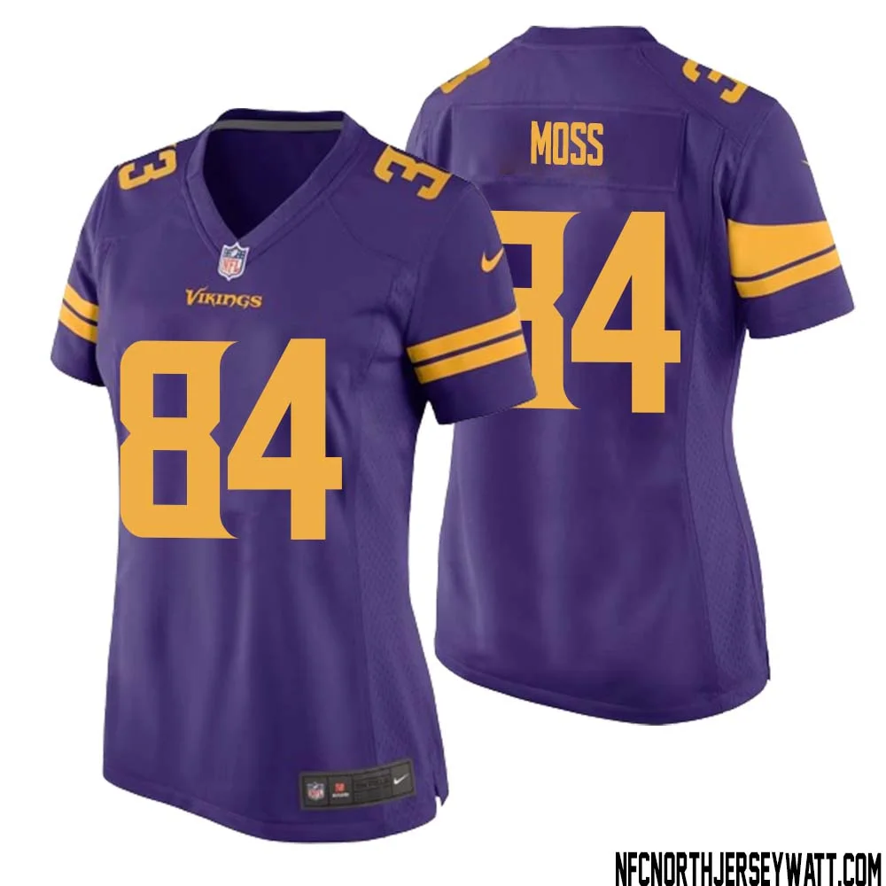 Randy Moss No 84 Women Purple Minnesota Vikings Alternate Game Jersey