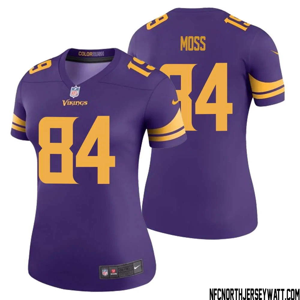 Randy Moss No 84 Women Purple Minnesota Vikings Color Rush Vapor Untouchable Limited Jersey