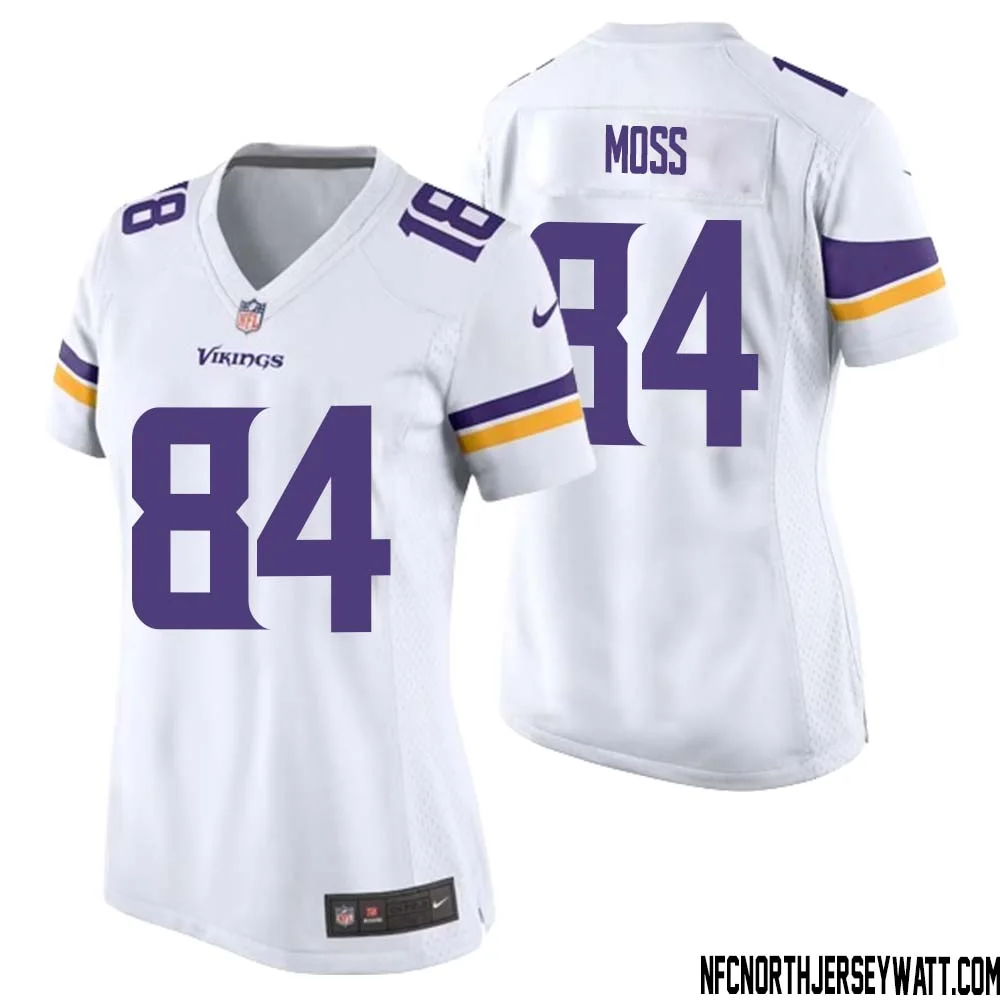 Randy Moss No 84 Women White Minnesota Vikings Game Player Away Jersey 1