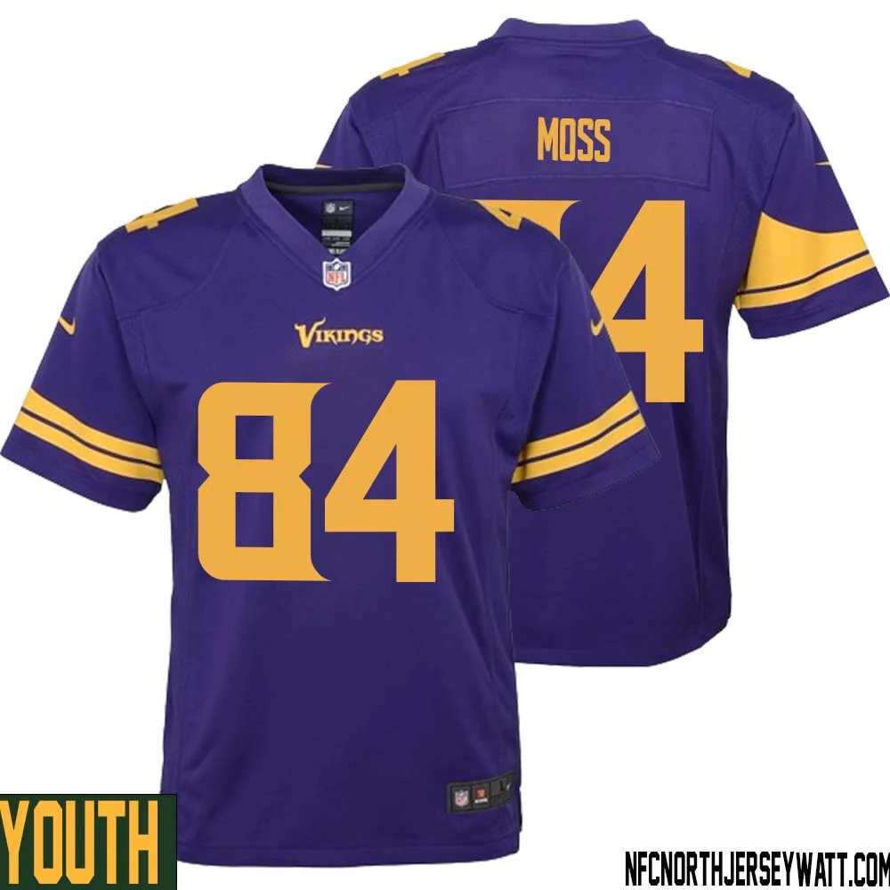 Randy Moss No 84 Youth Purple Minnesota Vikings Alternate Game Jersey