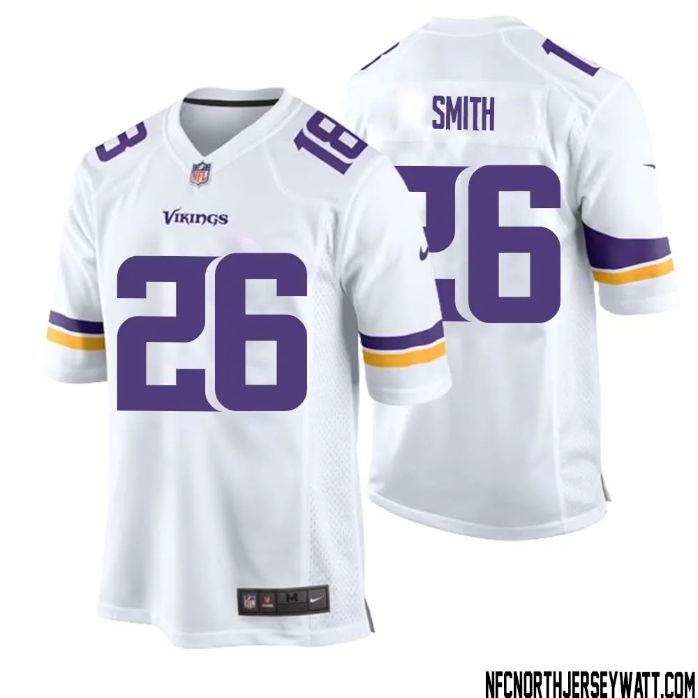 Robert Smith No 26 Men White Minnesota Vikings Game Player Away Jersey 1