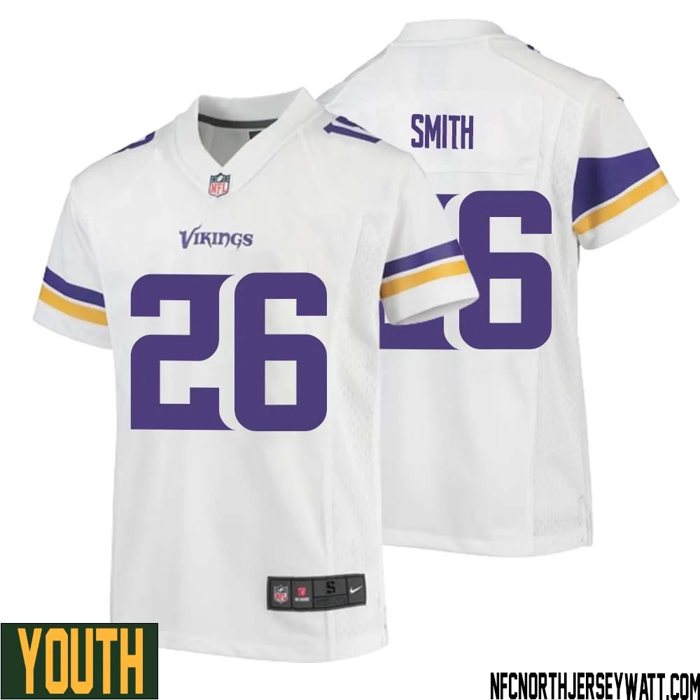 Robert Smith No 26 Youth White Minnesota Vikings Game Player Away Jersey