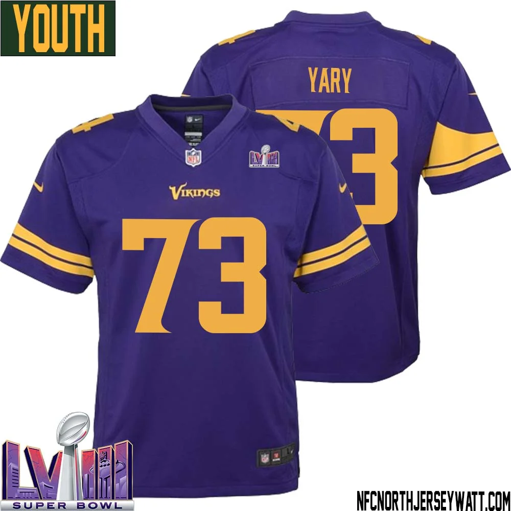 Ron Yary No 73 Minnesota Vikings Super Bowl LVIII Alternate Game Jersey Purple for Youth 1