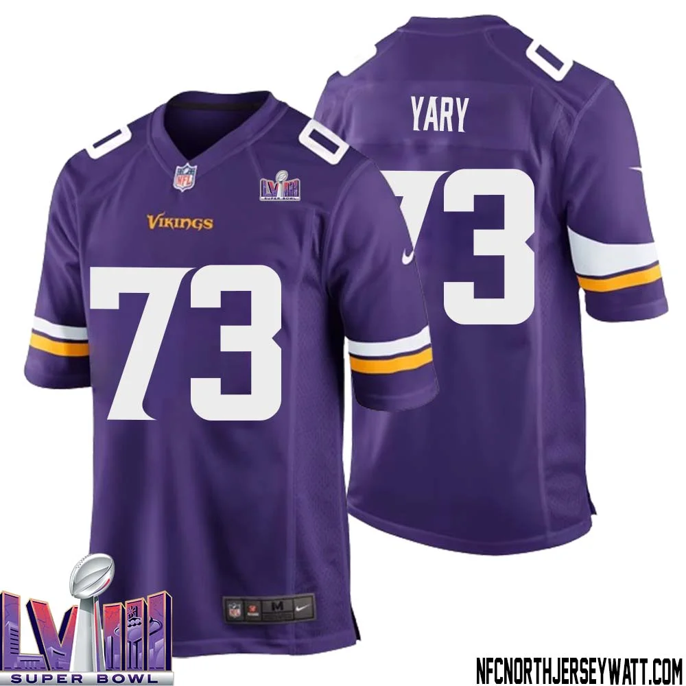 Ron Yary No 73 Minnesota Vikings Super Bowl LVIII Home Game Jersey Court Purple for Mens 1