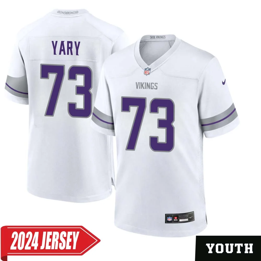 Ron Yary No 73 Youth s Minnesota Vikings White Alternate Custom Game 2024 Jersey
