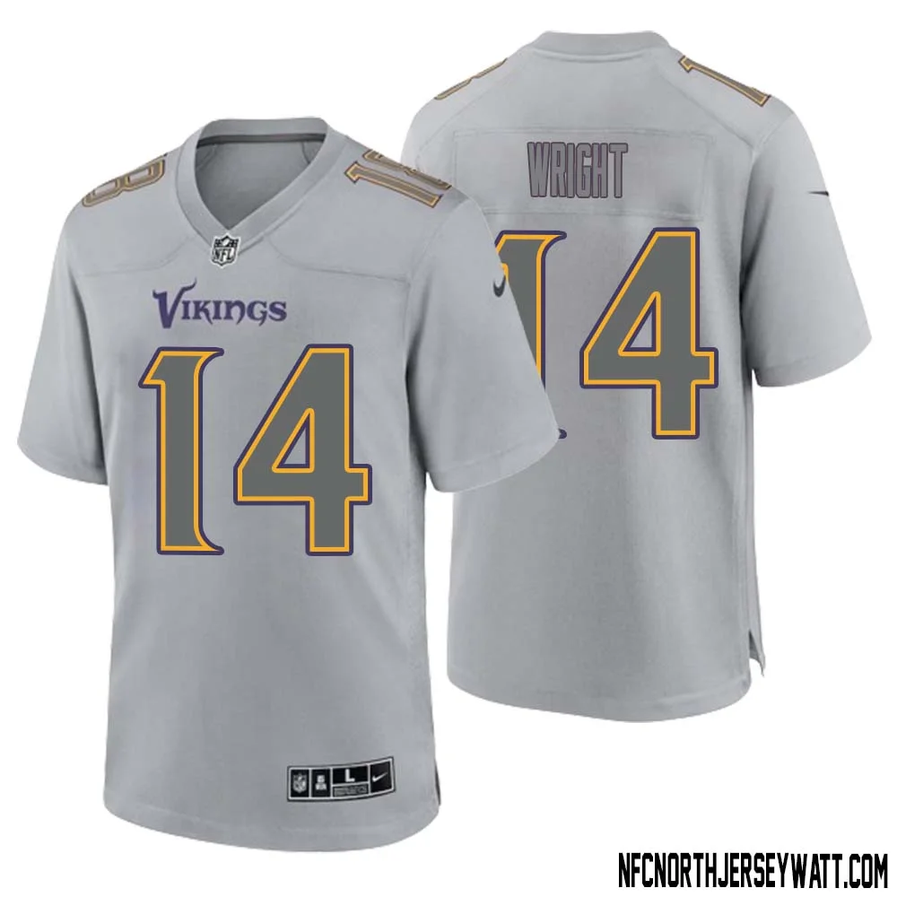 Ryan Wright No 14 Men Gray Minnesota Vikings Atmosphere Fashion Game Jersey 1