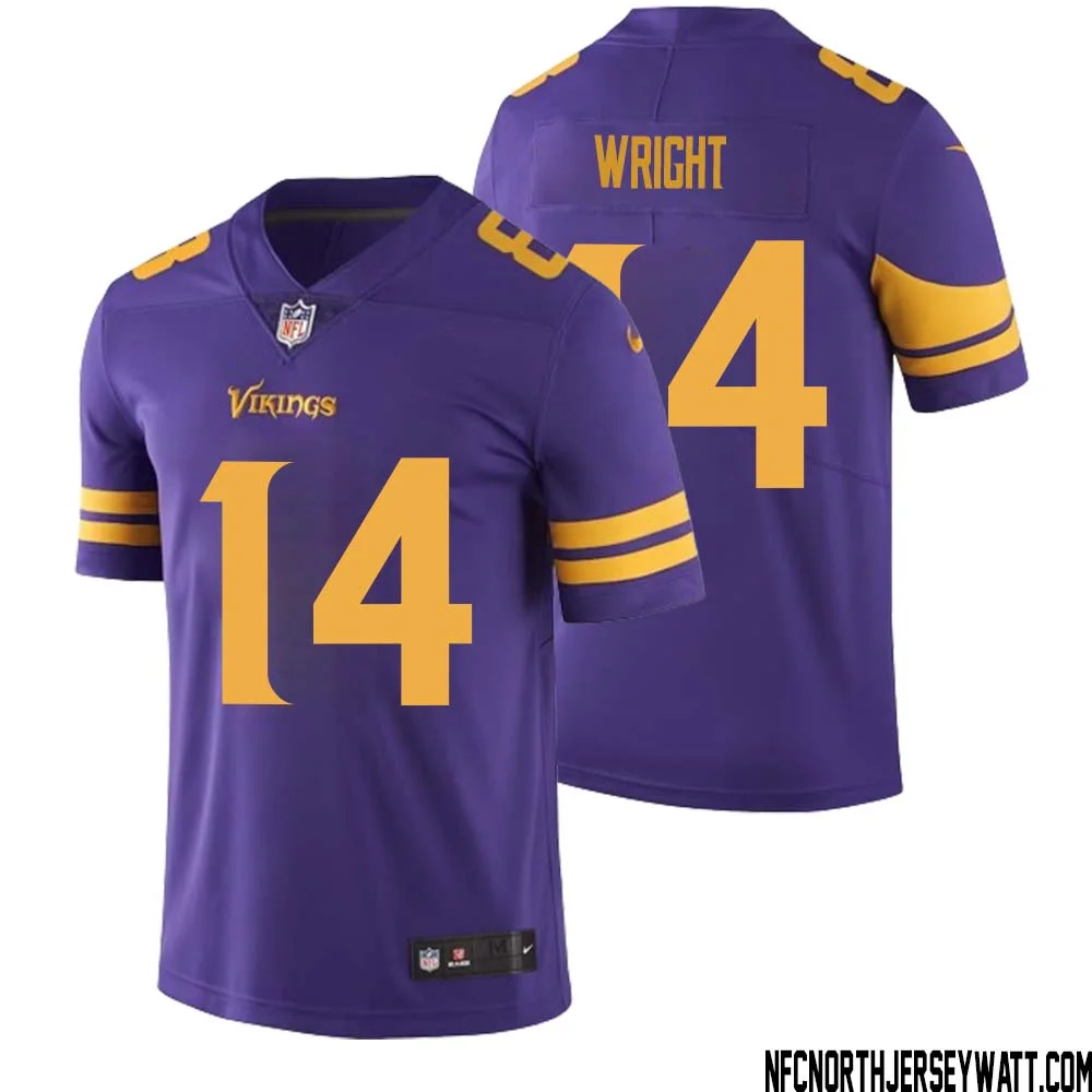 Ryan Wright No 14 Men Purple Minnesota Vikings Color Rush Vapor Untouchable Limited Jersey 1