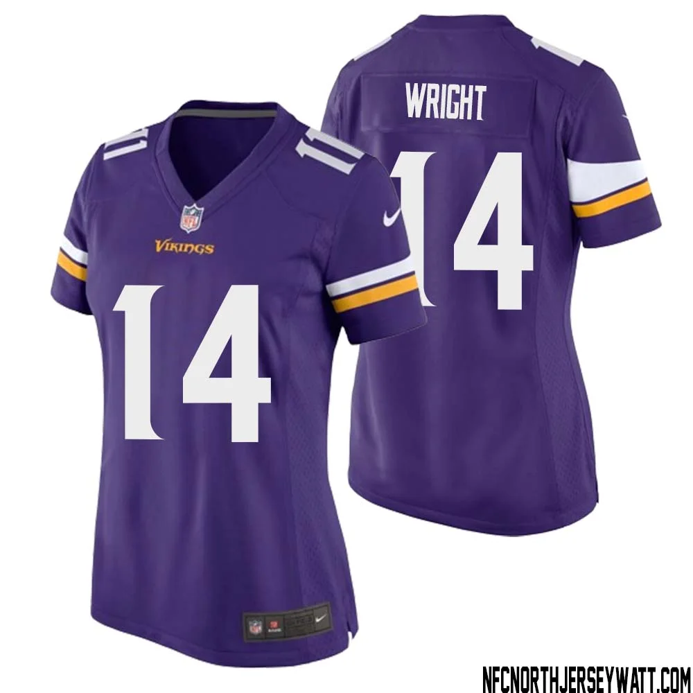 Ryan Wright No 14 Minnesota Vikings Game Jersey Court Purple for Womens