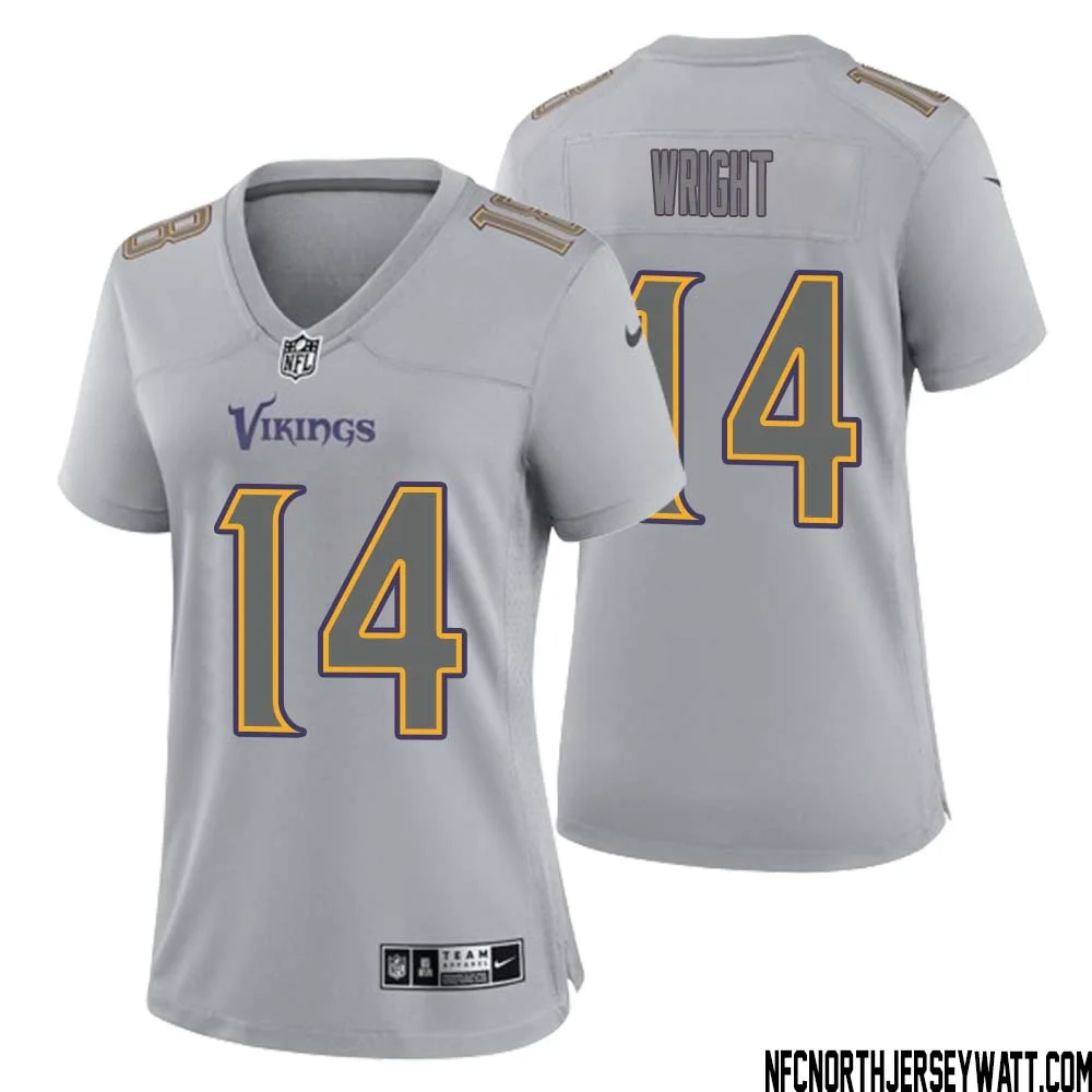 Ryan Wright No 14 Women Gray Minnesota Vikings Atmosphere Fashion Game Jersey